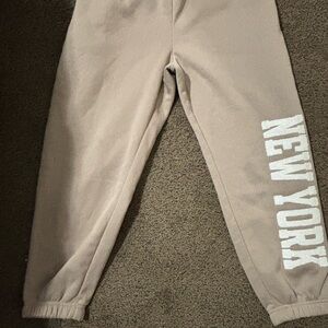 Tan and White Joggers with New York Print
